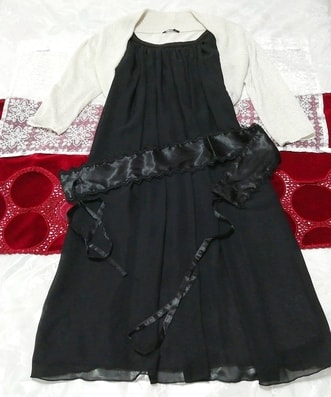 グレー羽織ガウン ネグリジェ 黒シフォンキャミソールワンピースドレス 2P Gray gown negligee black chiffon camisole dress