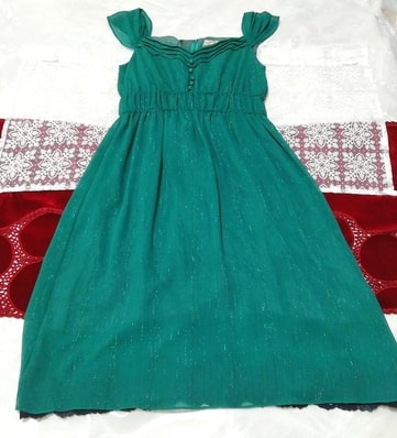 緑シフォンフレア ネグリジェ ナイトウェア ノースリーブワンピースドレス Green chiffon flare negligee nightwear sleeveless dress