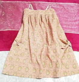 ピンクベージュエスニック柄ネグリジェキャミソールワンピース Pink beige ethnic pattern negligee camisole dress