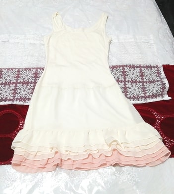 白ピンクネグリジェノースリーブワンピース White pink negligee ruffle sleeveless dress