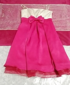 巫女風ネグリジェキャミソールワンピースドレス マゼンタオーガンジースカート Maiden style negligee camisole dress magenta skirt