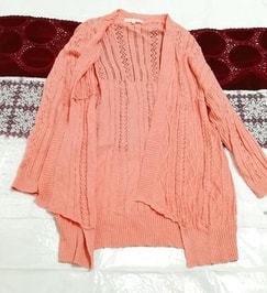 ピンク編みレースカーディガン Pink knitted lace cardigan