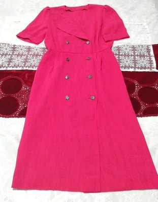 マゼンタピンク赤羽織カーディガンネグリジェワンピース Magenta pink red cardigan negligee dress