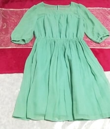 緑グリーンシフォンネグリジェチュニックワンピース Green chiffon negligee tunic dress