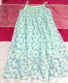 水色グリーンレースネグリジェキャミソールワンピース Light blue green lace negligee camisole dress