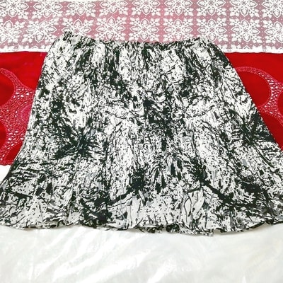 白黒アート柄シフォンミニスカート Black white art pattern chiffon mini skirt