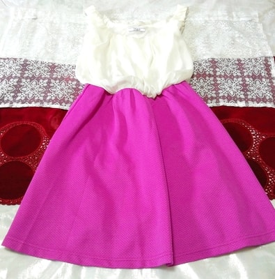 白シフォンノースリーブ紫スカート ネグリジェ ナイトウェア ミニワンピース White chiffon sleeveless purple skirt negligee mini dress