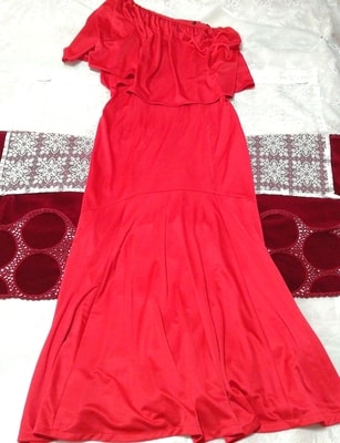 赤マキシローブ ネグリジェ ナイトウェア ノースリーブワンピースドレス Red maxi robe negligee nightwear sleeveless dress