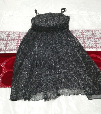 グレーラメネグリジェキャミソールフレアスカートワンピースドレス Gray lame negligee camisole flare skirt dress