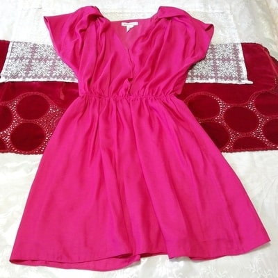 マゼンタピンク背中空きノースリーブチュニック ネグリジェ ワンピース Magenta pink backless sleeveless tunic negligee dress