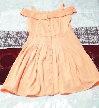 ライトオレンジノースリーブ ネグリジェ キャミソールミニワンピース Light orange sleeveless negligee camisole mini dress