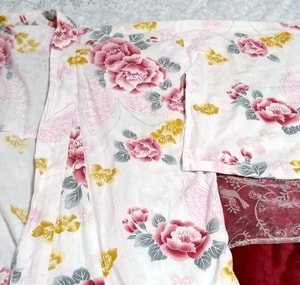 桃色花柄浴衣ゆかた 和服 着物 Peach color flower pattern yukata Japanese clothes kimono
