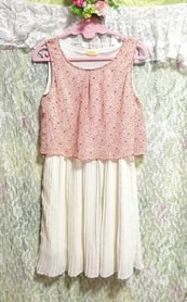 ピンク花柄トップス白チュールスカートシフォンネグリジェミニスカートワンピース Pink floral pattern white skirt negligee dress