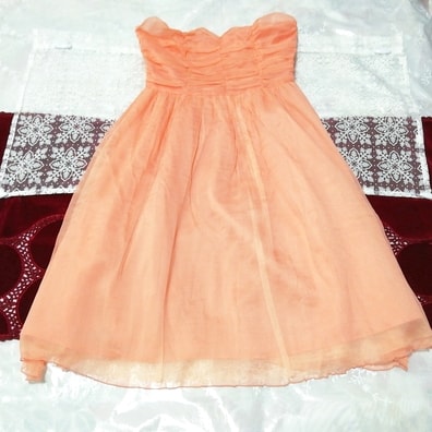 オレンジシフォン絹シルク ネグリジェ ナイトウェア ワンピースドレス Orange chiffon silk negligee nightwear sleeveless dress