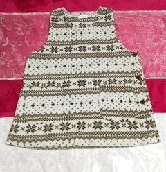 灰色茶色四葉柄ベストセーター ニット トップス Gray brown four leaf pattern vest sweater knit tops