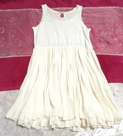 白フローラルホワイトネグリジェチュールスカートノースリーブワンピース Floral white negligee tulle skirt sleeveless dress