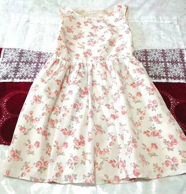 白ピンク花柄ノースリーブ ネグリジェ ナイトウェア ミニワンピース White pink floral sleeveless negligee nightwear mini dress