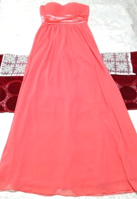 サーモンピンクシフォン ネグリジェ ワンピースマキシドレス Salmon pink chiffon negligee maxi dress