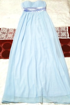 水色シフォン ネグリジェ ワンピースマキシドレス Light blue chiffon negligee maxi dress