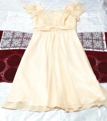 フローラルホワイトシフォンフレア ネグリジェ ノースリーブワンピースドレス Floral white chiffon flare negligee sleeveless dress