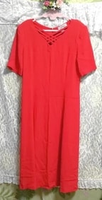 赤レッド半袖ネグリジェチュニックスカートワンピース Red short sleeve negligee tunic skirt dress